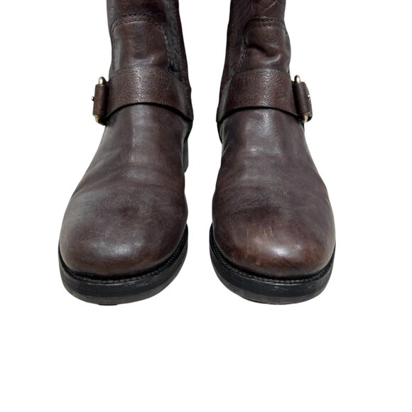 Tory Burch Chrystie Leather Moto Buckle Boots Dark Brown Women's size 7.5 - Picture 3 of 14
